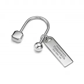 蒂芙尼/Tiffany Tiffany™ 系列纯银 Rectangular Tag Screwball 钥匙扣