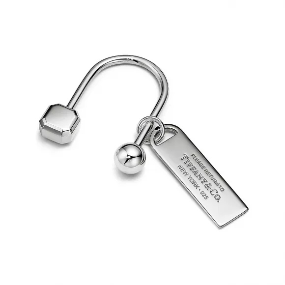 蒂芙尼/Tiffany Tiffany™ 系列纯银 Rectangular Tag Screwball 钥匙扣