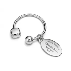 蒂芙尼/Tiffany Tiffany™ 系列纯银 Oval Tag Screwball 钥匙扣