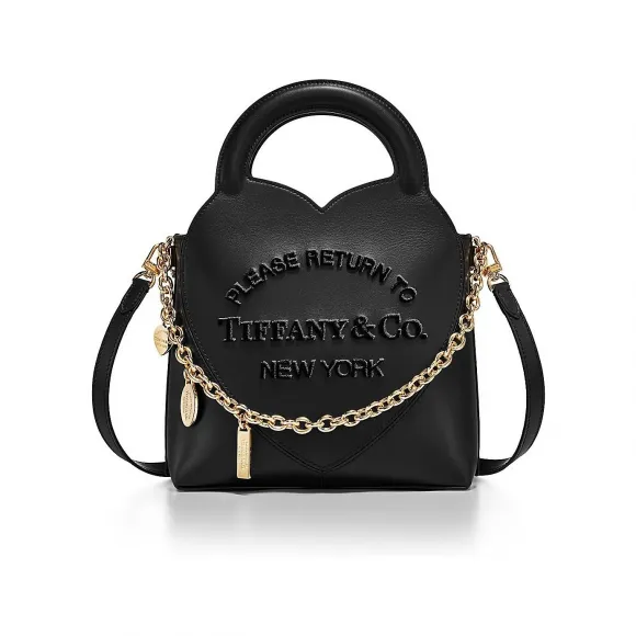 蒂芙尼/Tiffany Tiffany™ 系列黑色皮革迷你吊饰托特包