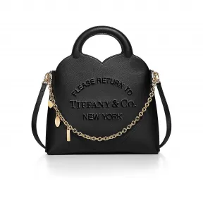 蒂芙尼/Tiffany Tiffany™ 系列黑色皮革小号吊饰托特包