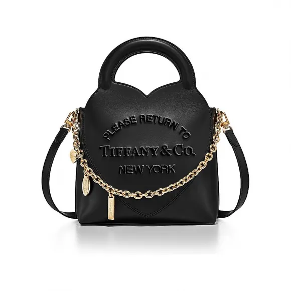 蒂芙尼/Tiffany Return to Tiffany® 黑色皮革迷你吊饰托特包 GRP12338