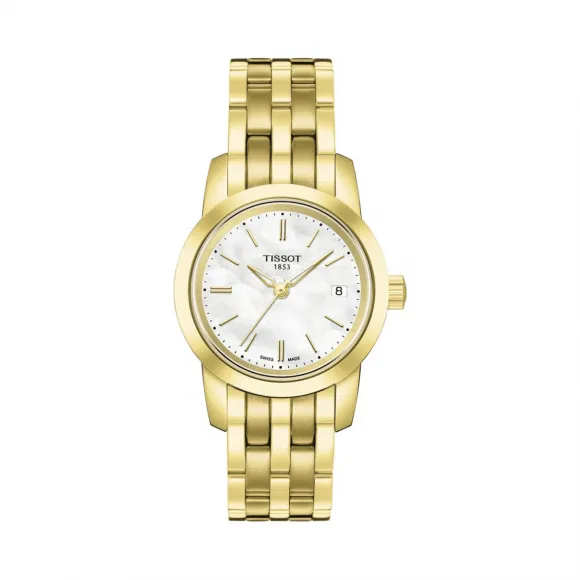 天梭 Tissot T-Classic系列 精钢镀金 石英机芯 女表 T033.210.33.111.00