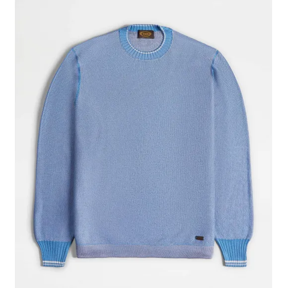 托德斯/Tod's 男人 浅蓝色 真丝圆领套头衫 X8MC1498050WFSU612