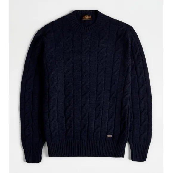 托德斯/Tod's 男人 蓝色 羊绒混纺圆领套头衫 X8MC1498260VRHU808