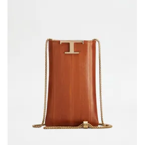 托德斯/Tod's 女人 棕色 T Timeless 鳗鱼皮手机包 XAWTSR313L0TWM2L24