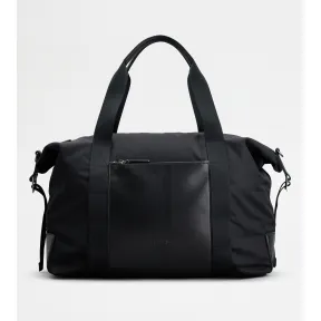 托德斯/Tod's 男人 黑色 大号织物拼皮革行李包 XBMTRKV0400SPFB999