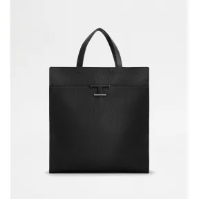 托德斯/Tod's Man BLACK T Timeless Shopping Bag in Leather Medium XBMTSIOS300QDSPZB999