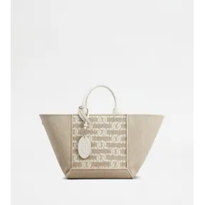 托德斯/Tod's Woman ベージュ トッズ ダブル アップ ファブリック&レザー ショッピング バッグ スモール XBWCLTA0200TIPPZ3Q71