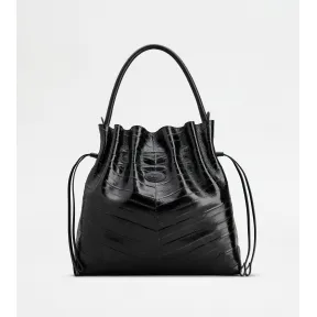 托德斯/Tod's Woman 黑色 Tod's Di Bag中號鰻魚皮抽繩水桶袋 XBWDBSU0300S6JPZB999