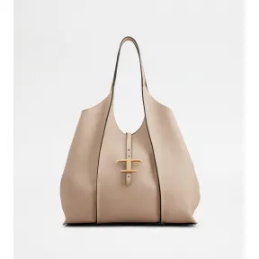 托德斯/Tod's Woman BEIGE T Timeless Shopping Bag in Leather Medium XBWTSBA0300Q8EPZC219