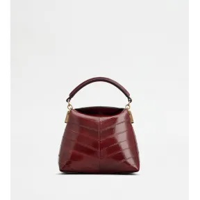 托德斯/Tod's Woman BURGUNDY Tod's T Case Tote Messenger Bag in Eel Leather Micro XBWTSTO0000S6JPZ9O38