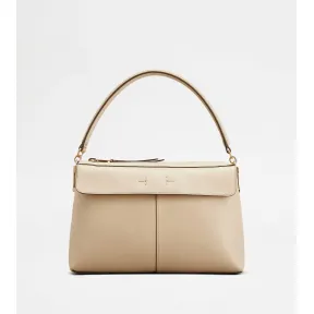 托德斯/Tod's 女人 米黄色 Tod's T Case 小号皮革波士顿包 XBWTSUH0200XPRC600