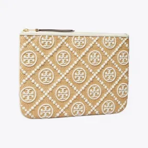汤丽柏琦/Tory Burch T Monogram 刺绣草编收纳包 137767-104