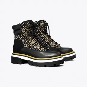 汤丽柏琦/Tory Burch T Monogram Miller 沟纹底登山靴 142892-001