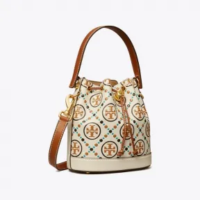 汤丽柏琦/Tory Burch T Monogram 撞色压花水桶包 145958-104