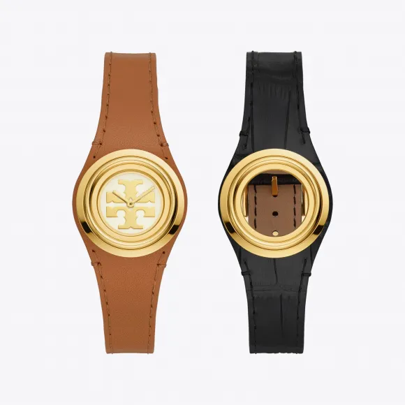汤丽柏琦/Tory Burch Miller双T Logo可替换皮表带石英手表 TBW6211