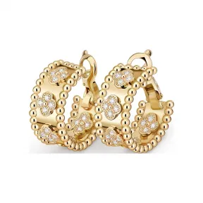 梵克雅宝/Van Cleef & Arpels Perlée四叶幸运图案环形耳环 - VCARO3YE00