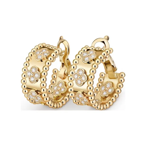 梵克雅宝/Van Cleef & Arpels Perlée四叶幸运图案环形耳环 - VCARO3YE00