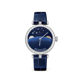 梵克雅宝/Van Cleef & Arpels Poetic Complications®诗意复杂功能腕表系列 33 MM 18K白金表壳 自动上链机械机芯，配备24小时模块，36小时动力储存。 女表 VCARPBLR00