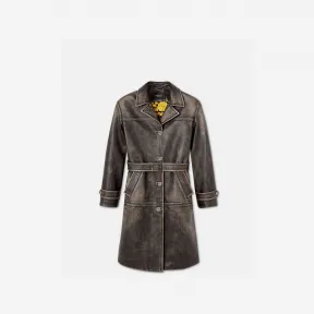 范思哲Versace 女式 Barocco 拉绒皮革风衣 1008234-1A06546-2N590