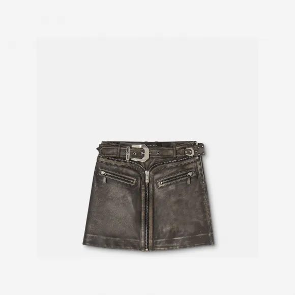 范思哲Versace 女士拉绒皮革迷你裙 1009102-1A06546-2N590