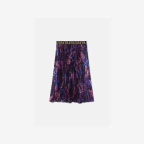 范思哲/Versace 儿童女孩系列 Orchid Barocco Kids百褶裙 1010140-1A07370-5BA60