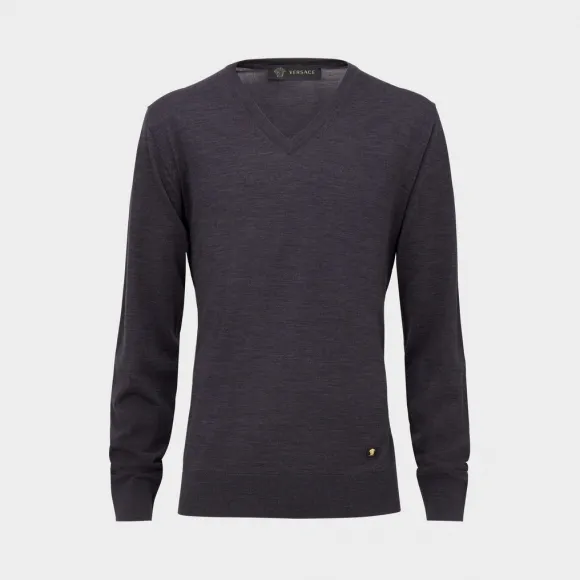 范思哲/Versace V领羊毛针织衫 - 灰色 针织衫 A69778-A222443_A811