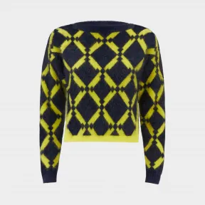 范思哲/Versace 菱形图案针织毛衣 - 蓝 针织衫 A78115-A223604_A2411