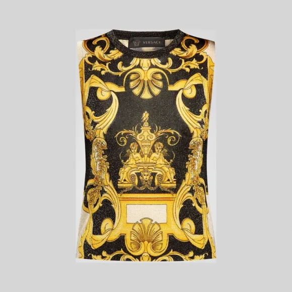 范思哲/Versace Barocco印花无袖针织上衣 A79738-A226986_A7008