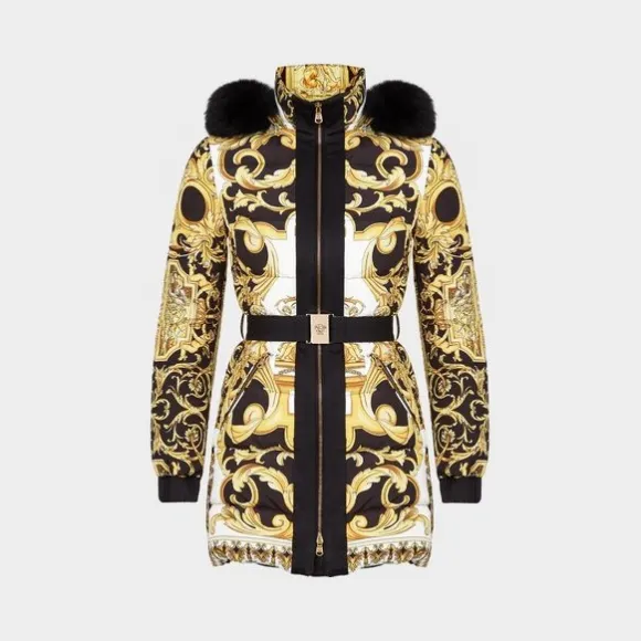 范思哲/Versace Barocco印花带风帽羽绒服 A80274-A226729_A7008