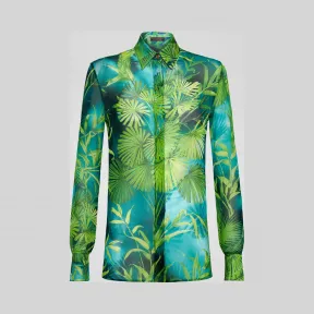 Versace  Jungle印花桑蚕丝平纹细布衬衫 A82662-A234695_A7488