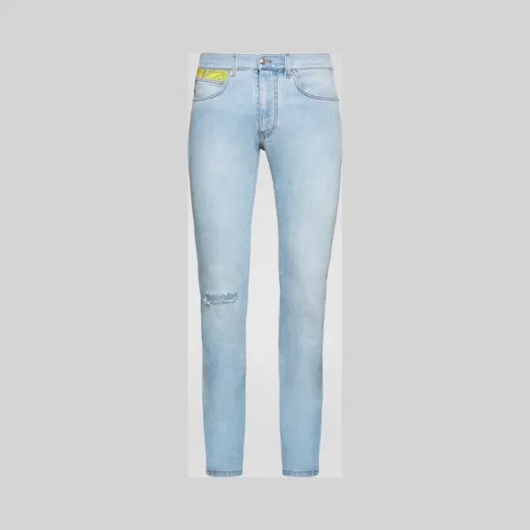范思哲/Versace Fluo Barocco嵌饰牛仔裤 A83890-A230643_A89T