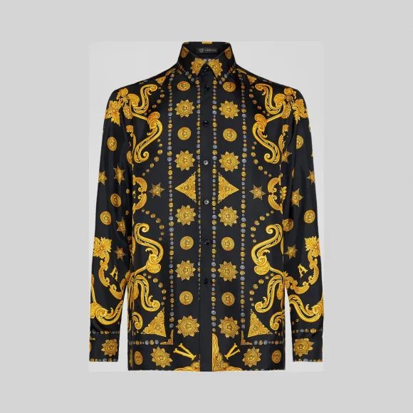 Versace  Barocco Western印花桑蚕丝斜纹绸衬衫 A84050-A232646_A7008