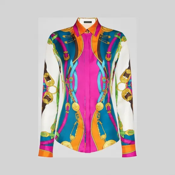 Versace  修身版Barocco Rodeo印花桑蚕丝衬衫 A84722-A233263_A7205