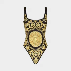范思哲/Versace Gold Hibiscus印花连体泳装 ABD09035-AL00130_A732D