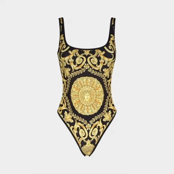 范思哲/Versace Gold Hibiscus印花连体泳装 ABD09035-AL00130_A732D