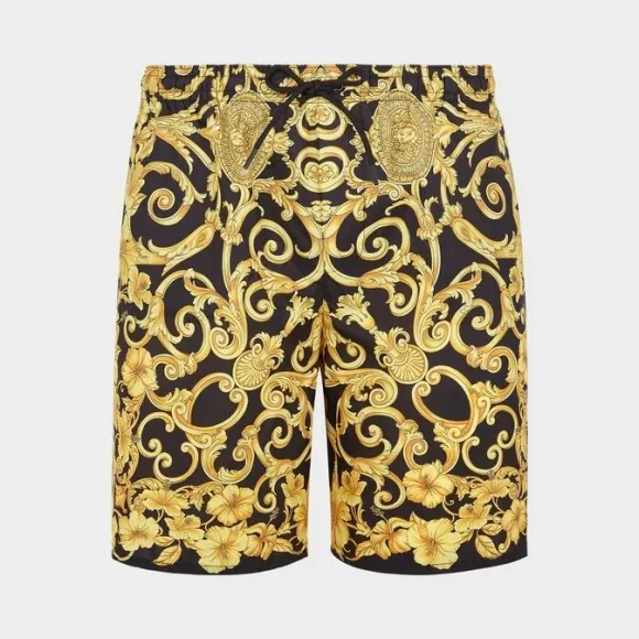 范思哲/Versace Gold Hibiscus印花泳裤 ABU09030-AN00246_A732