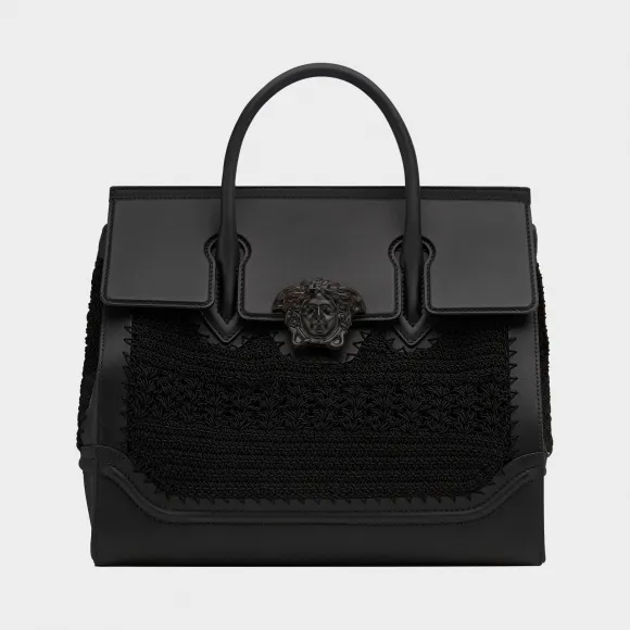 范思哲/Versace Palazzo Empire 大编织包 - 黑色 手柄包 DBFF453-DVCRO_DNJNR