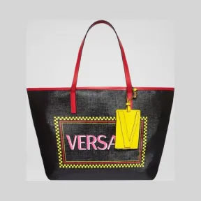 范思哲/Versace 90年代复古风Logo托特包 DBFH035L-DTLSV_DNMOT