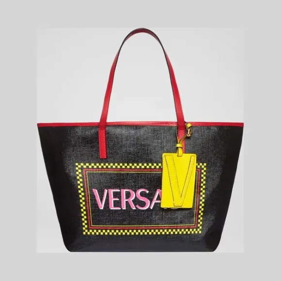 范思哲/Versace 90年代复古风Logo托特包 DBFH035L-DTLSV_DNMOT