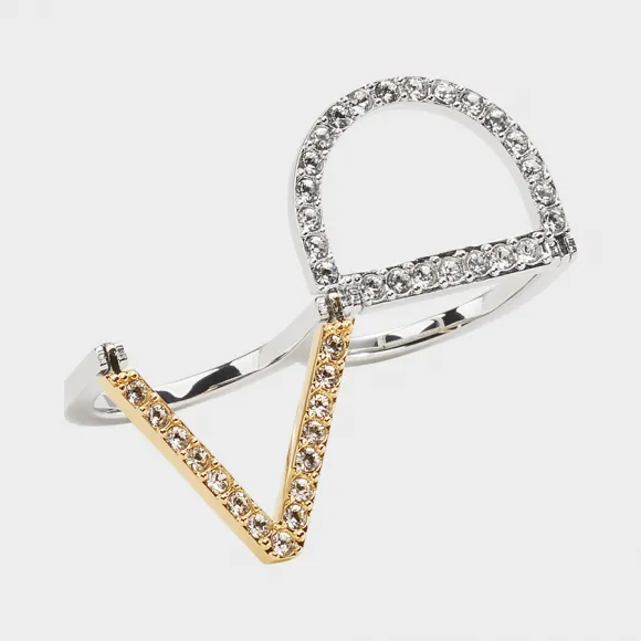 范思哲/Versace DV 双环水晶戒指 - 金属的 戒指 DG5F888-DJMX_DCOP