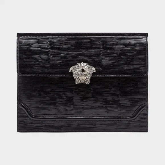 范思哲/Versace Legno 皮革 Palazzo 旅行袋 - 黑色 包袋 DLD6379-DVSLE_D41UB