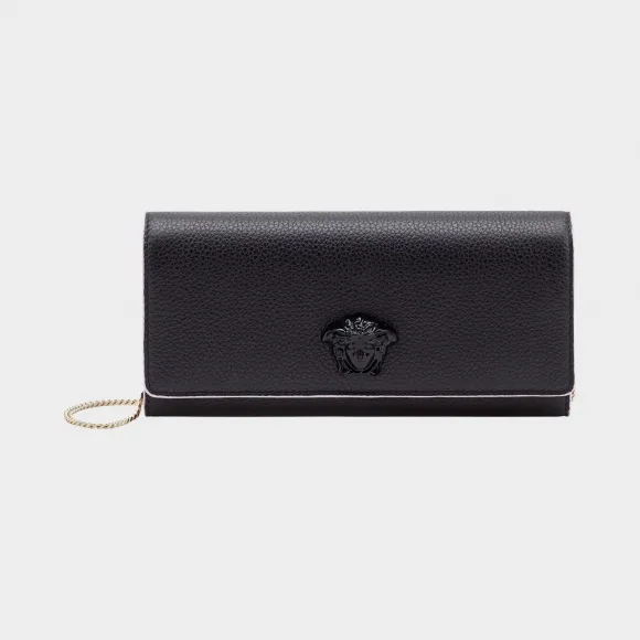 范思哲/Versace Palazzo 珠面皮革晚装包 - 黑色 皮夹 DPDF424-DVTGH_K4RJO