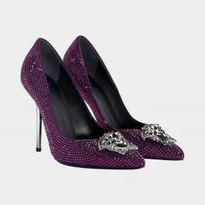 范思哲/Versace 水晶美杜莎高跟鞋 - 金属的 高跟鞋 DSL936P-DCA13_K14P