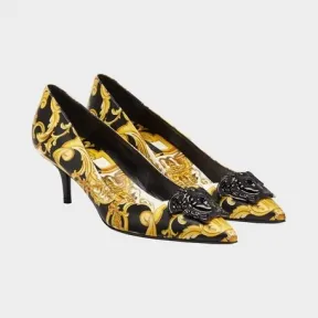 范思哲/Versace Barocco印花Palazzo高跟鞋 DSR043H-DVTBR5_DB5N