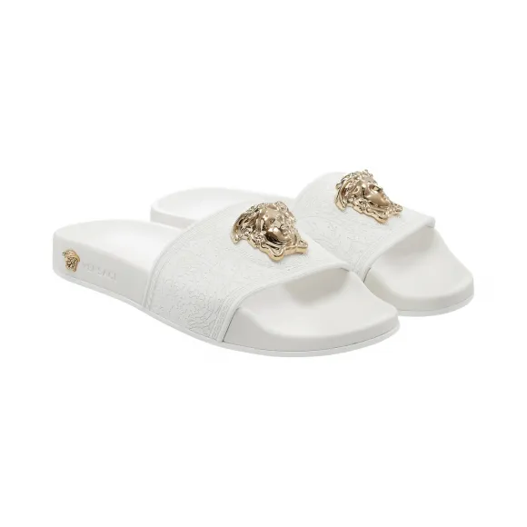 范思哲/Versace 美杜莎头像拖鞋 - 白色+浅金色 凉鞋 DSR262C-DGOM8_D01OC