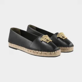 范思哲/Versace Palazzo 系列皮革平底鞋 - 黑色 平底鞋 DSR278E-DNA7H_D41OC