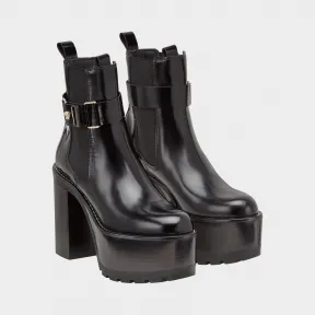 范思哲/Versace 弹力嵌花防水台踝靴 - 黑色 防水台高跟鞋 DSR452Q-DVTTP_D41OC