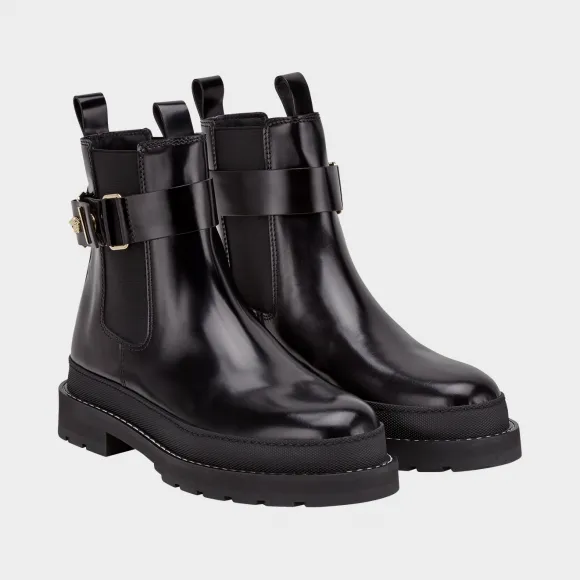 范思哲/Versace 弹力嵌花踝靴 - 黑色 长靴&短靴 DSR453E-DVTTP_D41OC